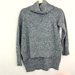 Express Womens Turtleneck Sweater Size S Wool Mohair Blend High Low Hem Marled